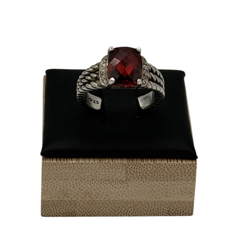 David Yurman Sterling Silver Wheaton Garnet Diamond